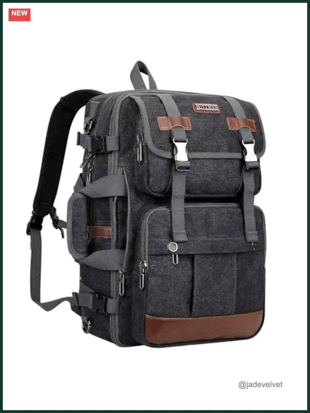 Expandable Canvas Travel Backpack for Men, Fits 16 Inch Laptop, Convertible